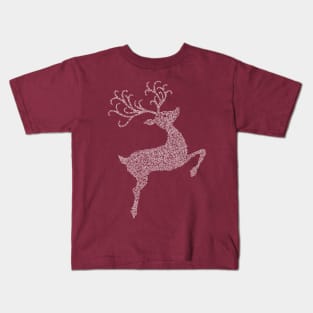 Swirly White Christmas Reindeer Silhouette Kids T-Shirt